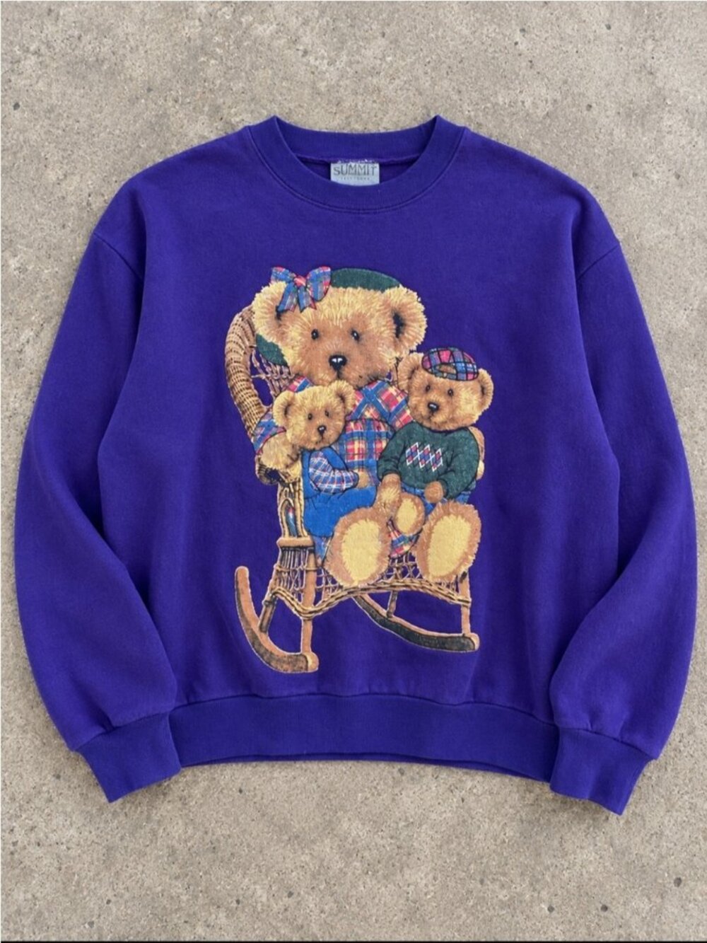 90s Summit Sportswear Teddy Bear Purple Sweatshirt Woman Large Cottagecore Cute
